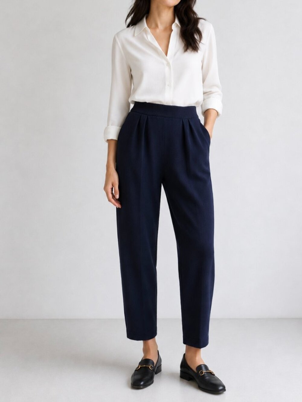 St John Collection Santana Knit Pants Blue Pleated High Waist Quiet Luxury 4 - Picture 11 of 11
